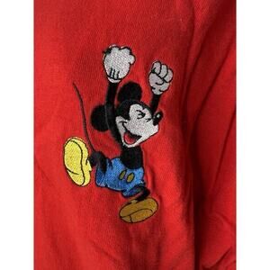 Vintage Mickey Mouse Embroidered Single Stitch Red T-Shirt Size 2x